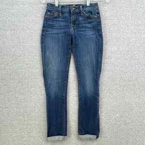 7 For All Mankind Jeans Womens 24 Skinny Crop & Roll Casual Medium Wash Denim